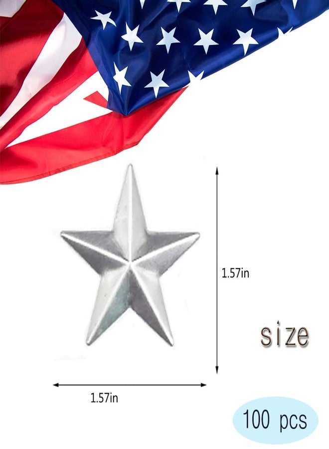 vibnumom Mini Metal Barn Star Magical Texas Silver Stars Supply for Retro Vintage Western Country Home Outside Farmhouse Wall Décor Crafts Handmade Accessory 1.57" (Pack of 100) (silver) - Image 2